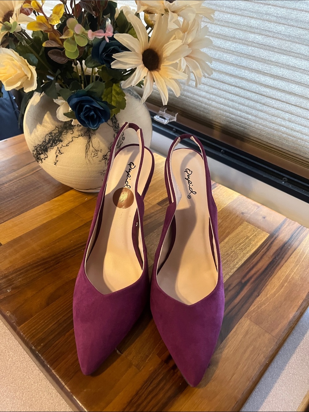 NEW CUPID Plum Pointed Slingback Heels